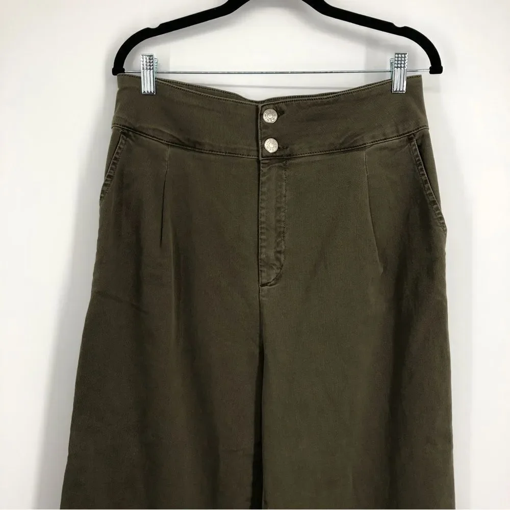 Urban Outfitters BDG High Rise Wide Leg Jeans Moss Green Womens‎ 10 Crop